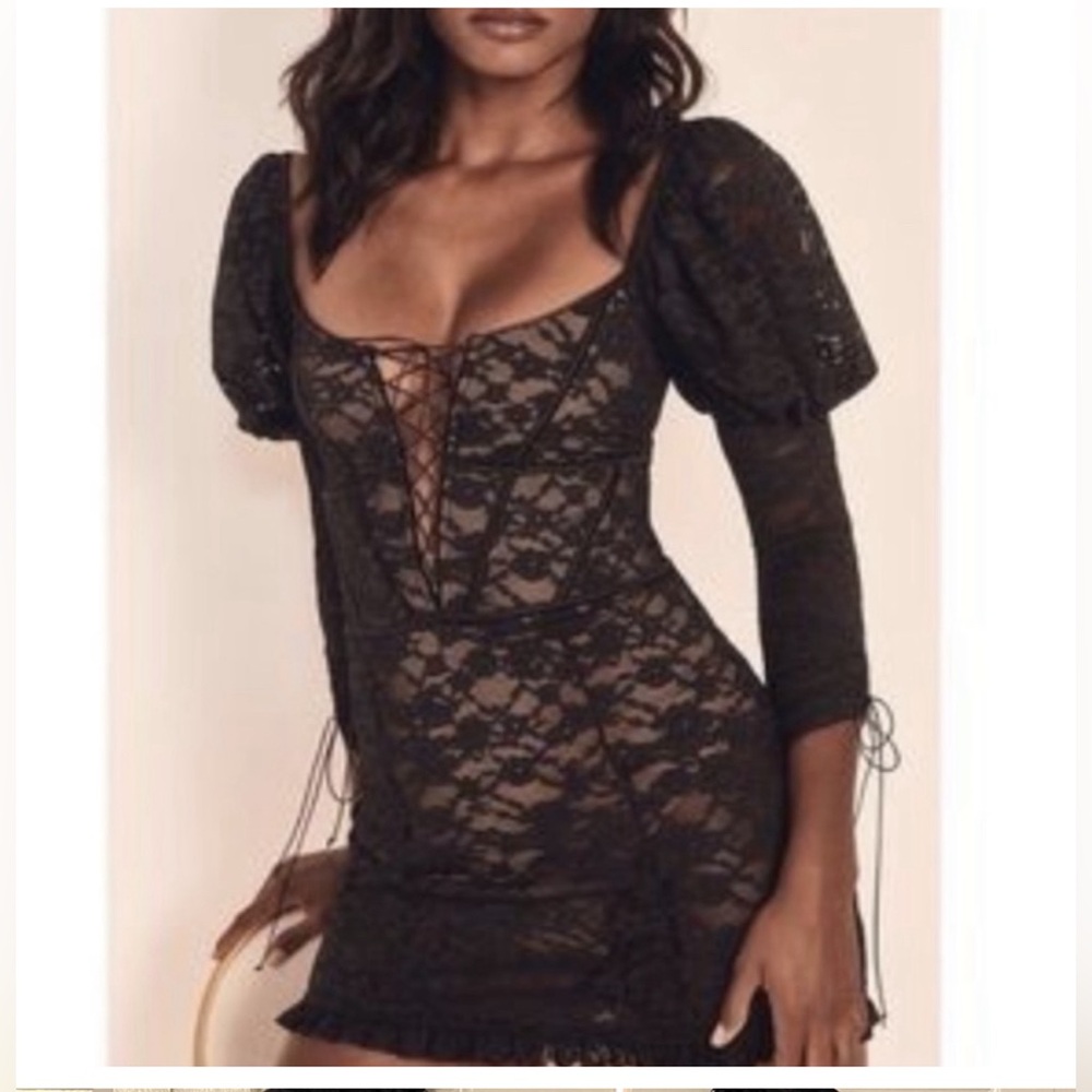 For Love and Lemons Black Lace Dress